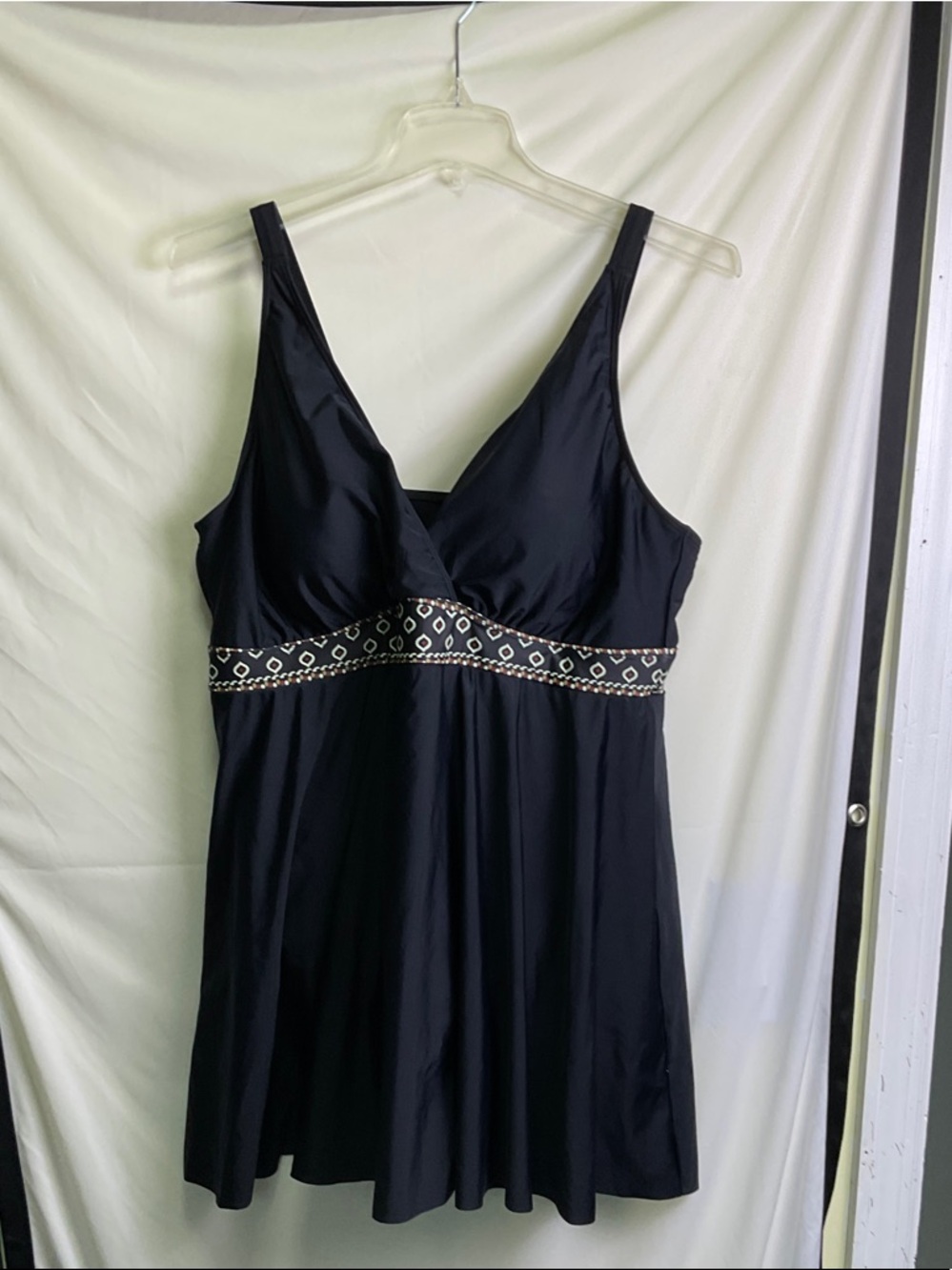 BloomChic Surplice Bodice Swim Dress with Decorative Band